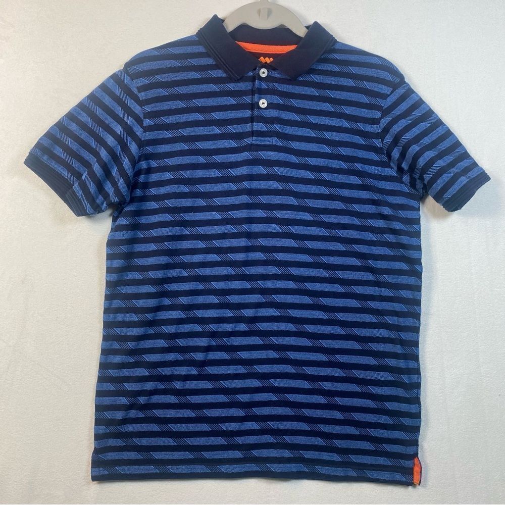 Spunk Blue Striped Short Sleeve Polo Size Large
